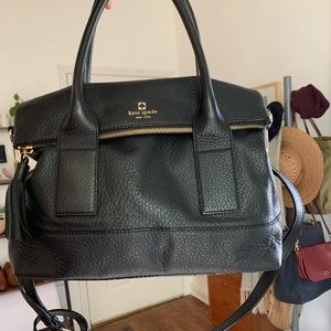 Kate Spade Fold Over Bag with Tassel - Black